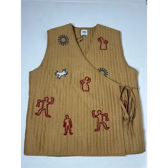 NWOT Zara Embroidered Quilted Vest Size L - Picture 3 of 13